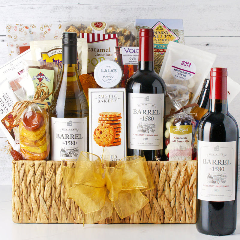 Premium Napa & Sonoma: Wine & Cheese Gourmet Gift Basket