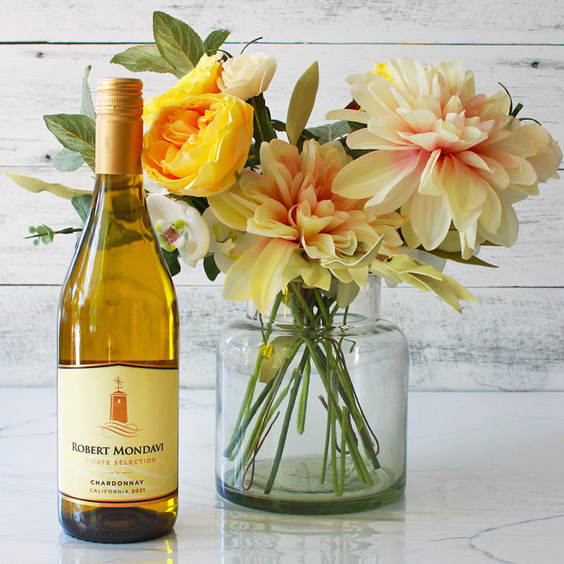 Flourish & Vines: Luxe Floral Arrangement with Chardonnay