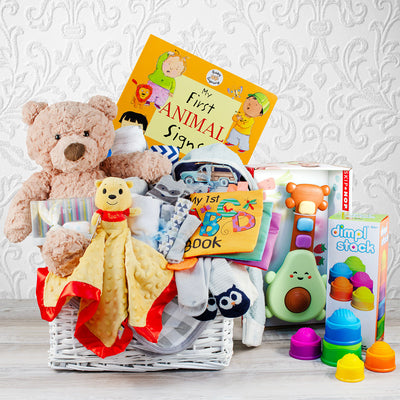 Grand Welcome Baby Boy Gift Basket