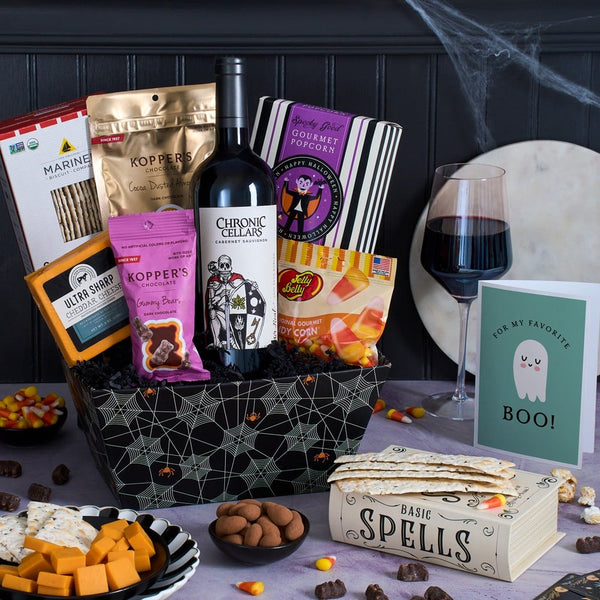 Spooky Sips & Treats: Halloween Wine Gift Basket