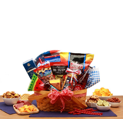 Celebrate America Picnic Gift Basket - July 4th gift basket - patriotic gift basket