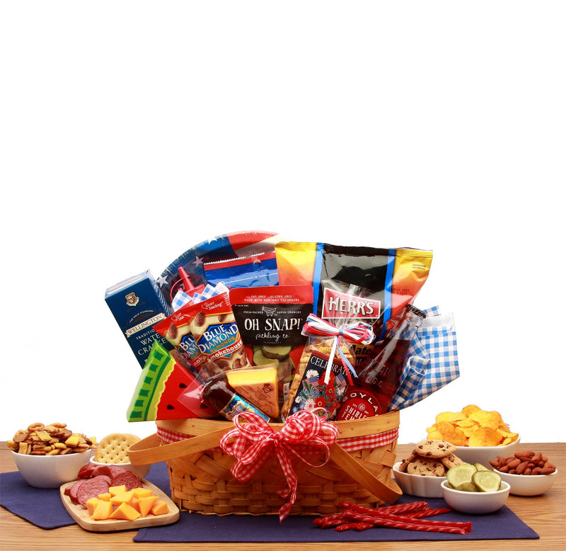 Celebrate America Picnic Gift Basket - July 4th gift basket - patriotic gift basket