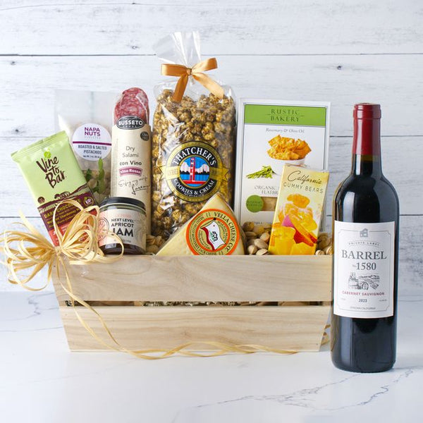 Vineyard Gourmet Indulgence: Wine & Treats Gift Basket