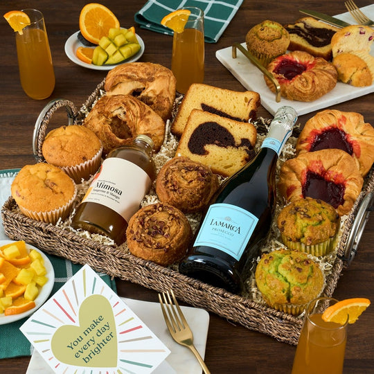 Morning Celebration: Champagne & Breakfast Gift Basket