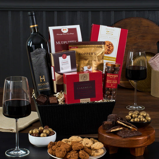 Wine & Chocolate Indulgence: Red Wine & Dark Chocolate Gift Basket