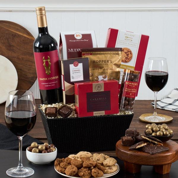 Red Wine Romance: Wine & Chocolate Gift Basket