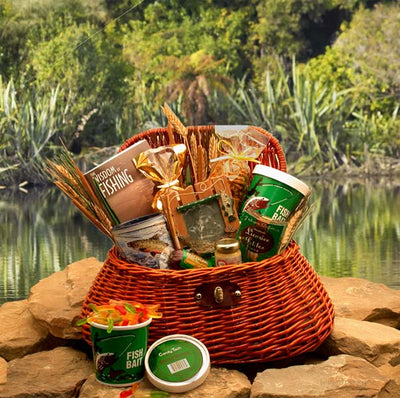 The Fisherman's Fishing Creel Gift Basket