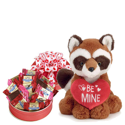 Be Mine Plush Fox Valentine Gift with chocolates