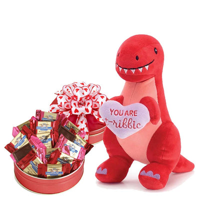 You're T-rriffic T-Rex Valentine Gift with chocolates