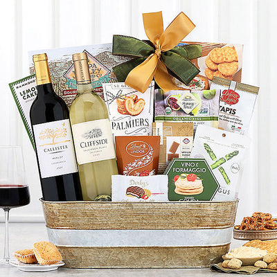 Festive Duet: Red & White Wine Gift Basket