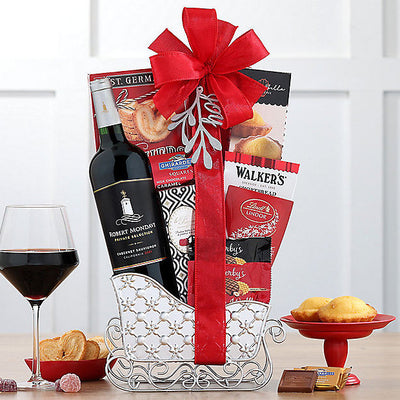 Mondavi Cabernet: Holiday Wine Sleigh Basket