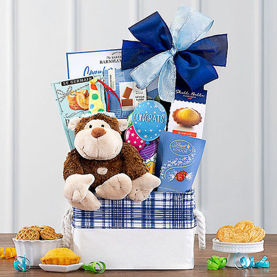 Monkey Hugs Congratulations Gift Basket