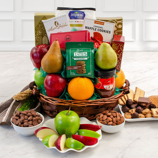 Gourmet Harvest: Kosher Fruit & Treats Gift Basket